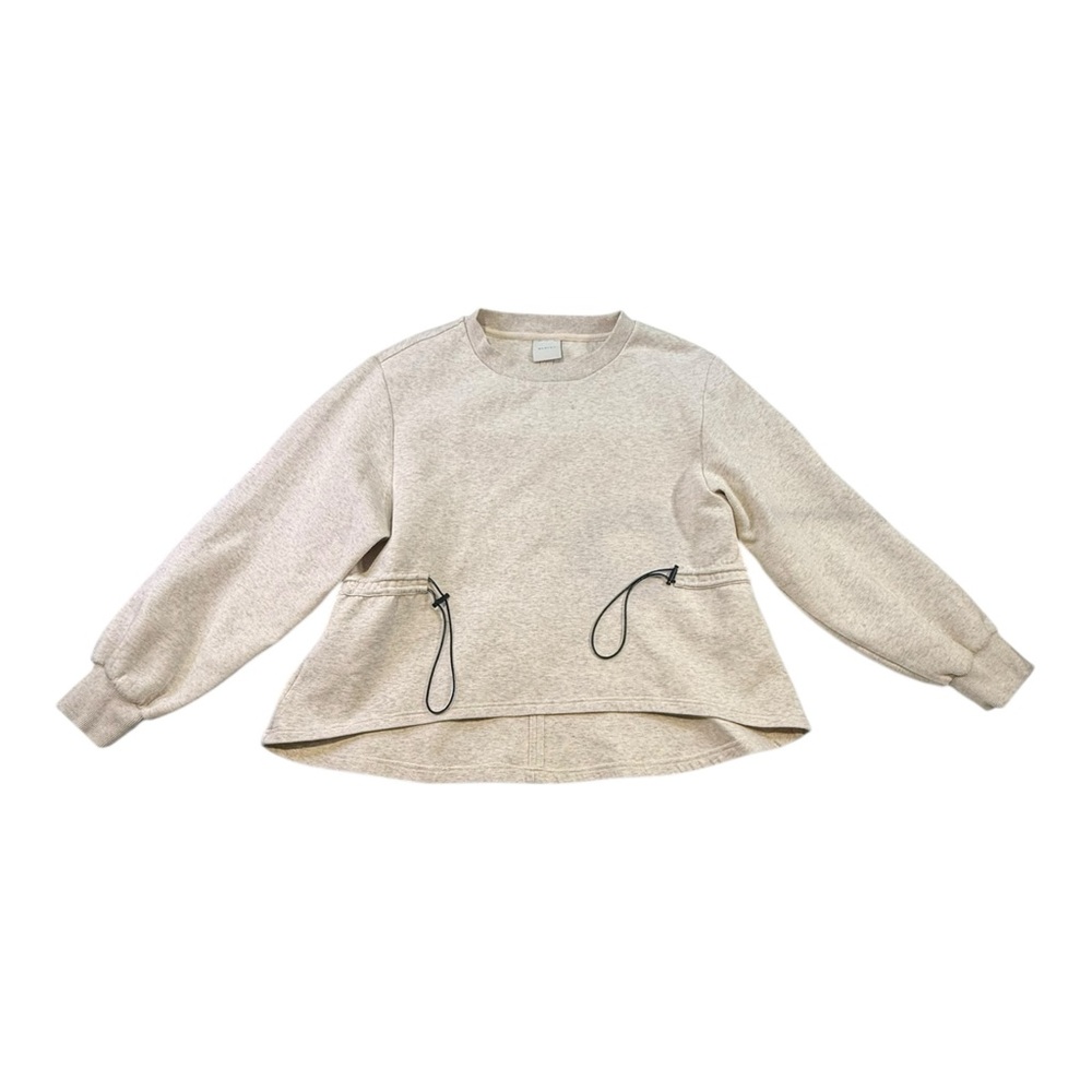 Varley Oatmeal Pullover Drawstring Waist Crew Neck Sweater Medium